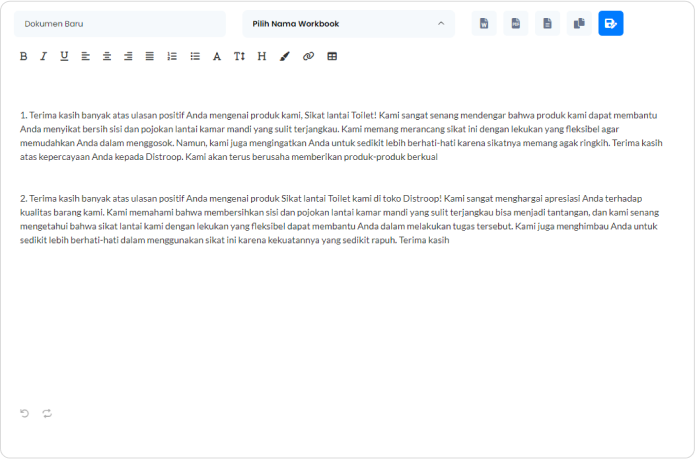 balasan ulasan shopee - hasil tools respon shopee