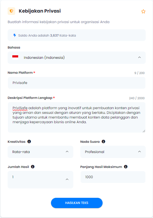 Generator Kebijakan Privasi - Kebijakan Privasi Generator
