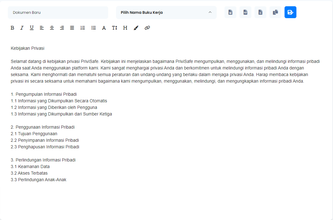 Generator Kebijakan Privasi - Tool Kebijakan Privasi 1
